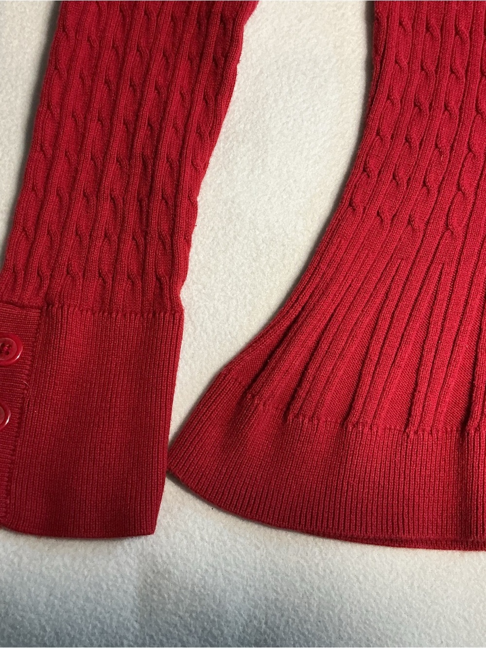 Red Cable-Knit 100% cotton Peplum minimalist Sweater - Picture 9 of 9
